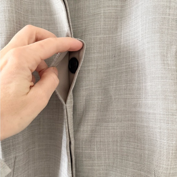 Ann Taylor Collarless Blazer with Hidden Button in Crosshatch Beige Size 12 - Picture 5 of 6